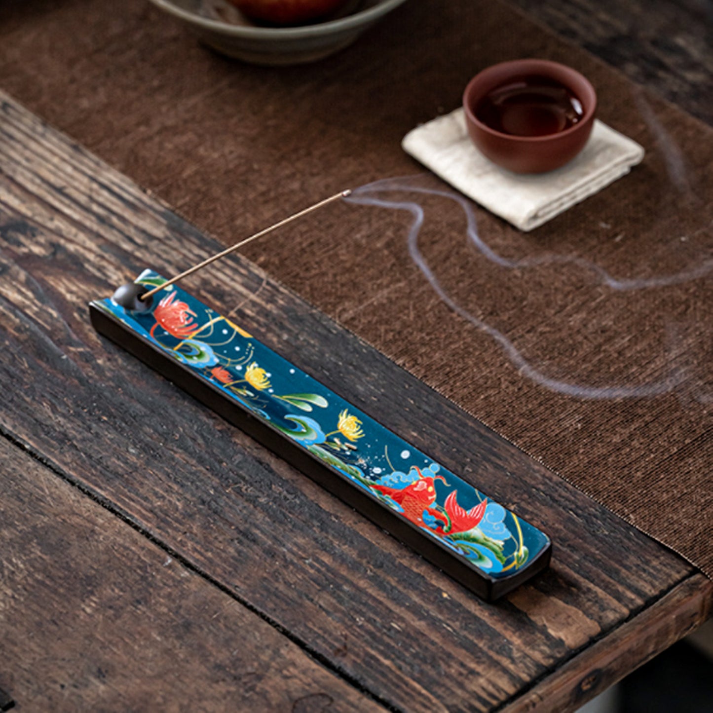 Cloisonne ceramics incense holder for incense sticks (Fish)